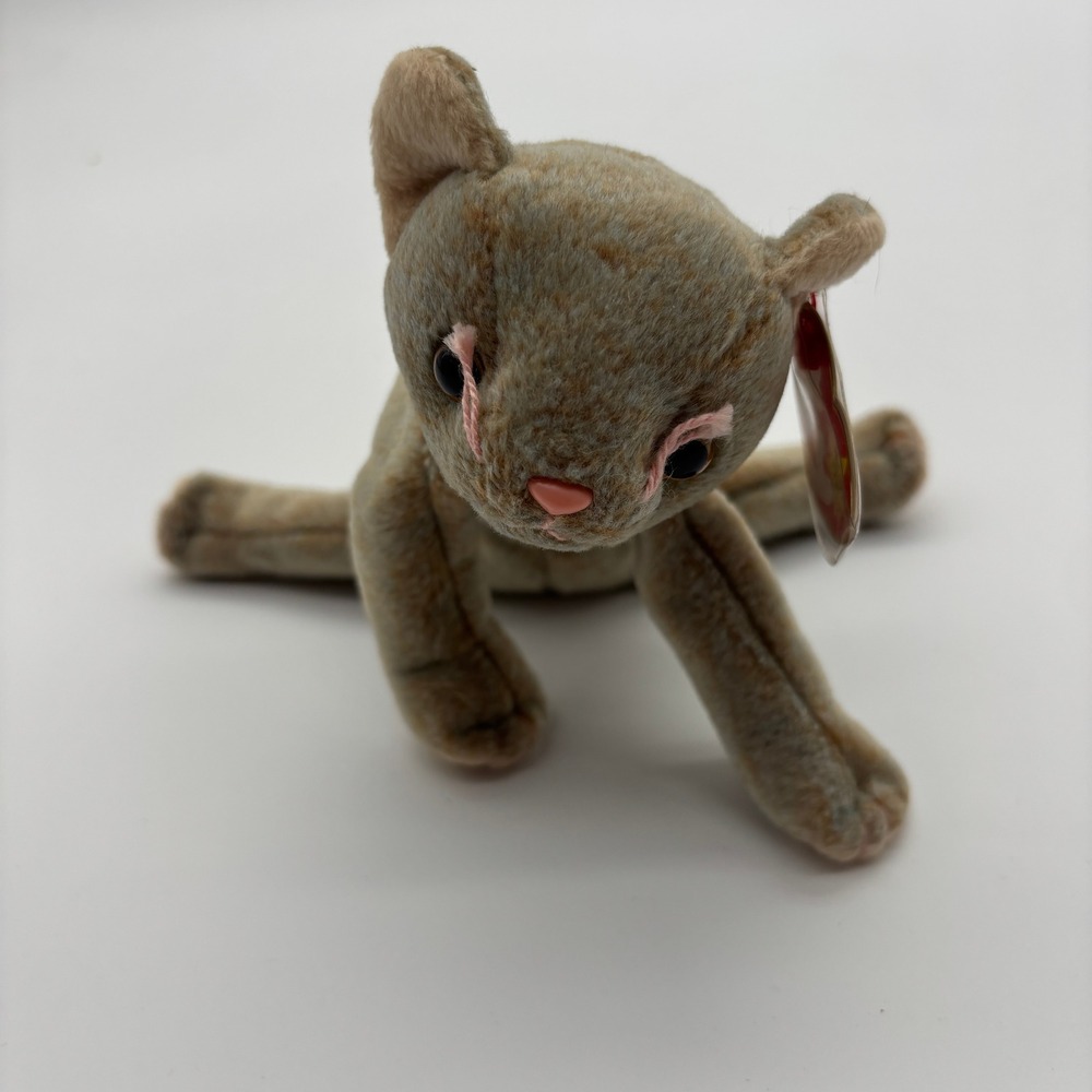 MWMT Ty Beanie Baby "Patches" Cat‎ Brown Pink Eyes Plush Toy With Tags